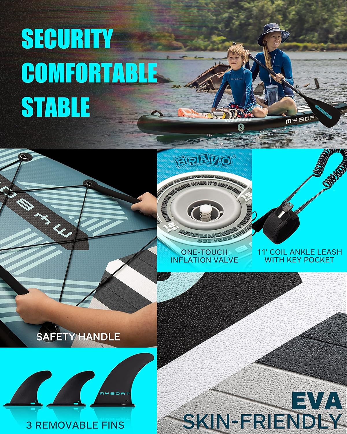 11'6"×34"×6" Extra Wide Inflatable Paddle Board