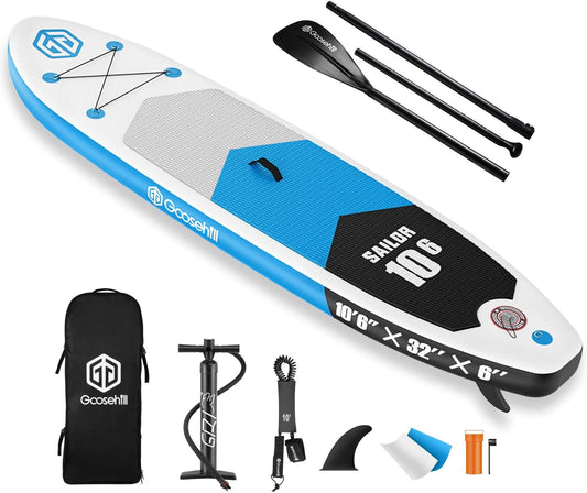 Goosehill Inflatable Stand Up Paddle Board, Premium SUP Package, 10' Long 32" Wide 6" Thick, Patterns Open for Customization