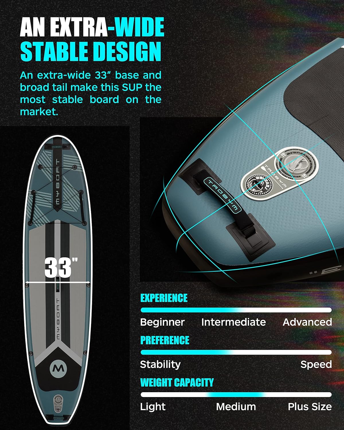 11'6"×34"×6" Extra Wide Inflatable Paddle Board