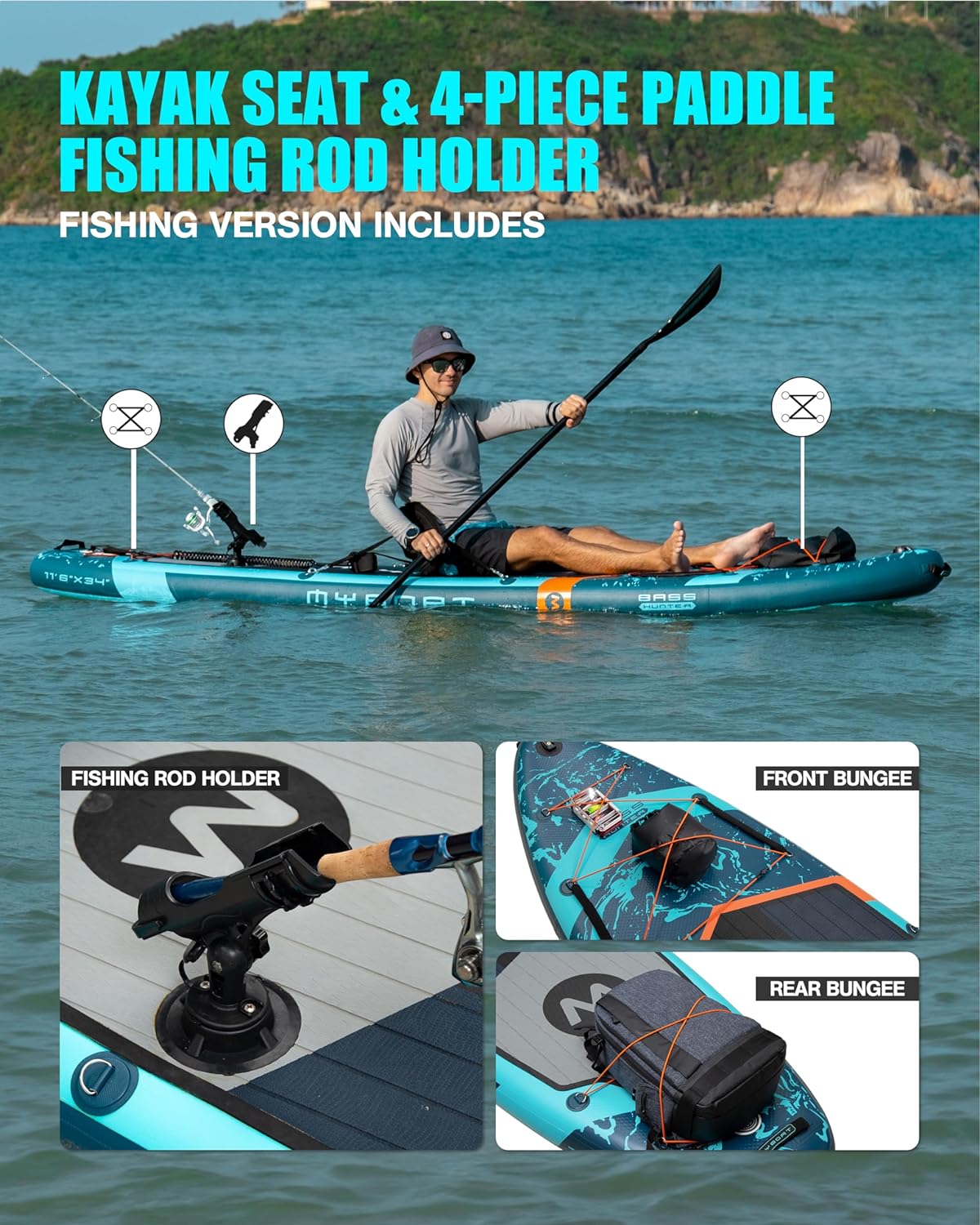 11'6"×34"×6" Extra Wide Inflatable Paddle Board