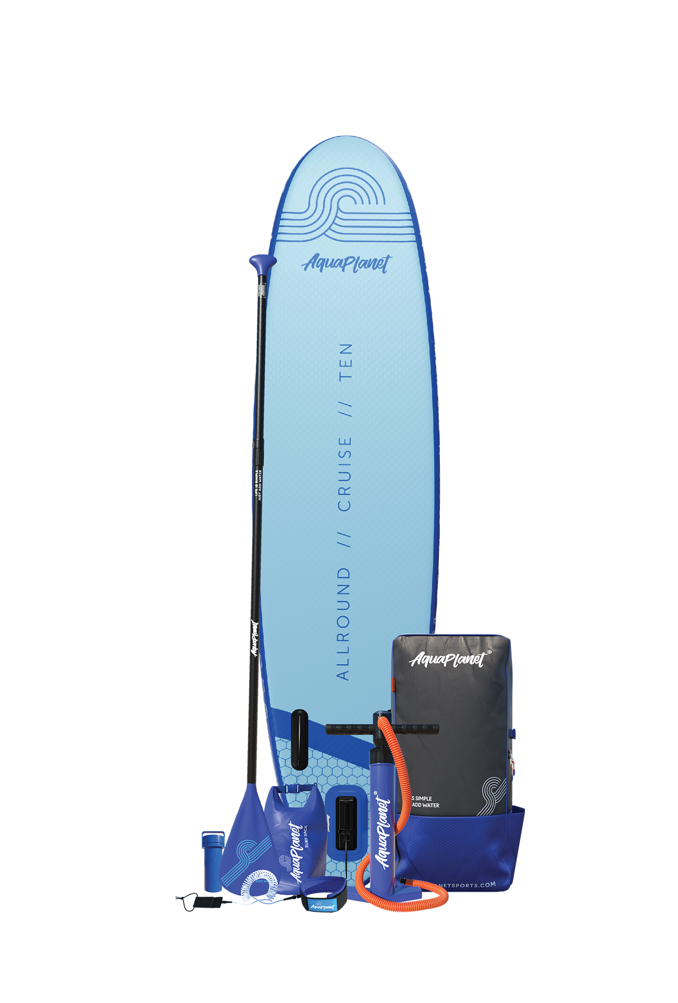 Aquaplanet ALLROUND TEN 10’ Inflatable Paddle Board Package - Blue
