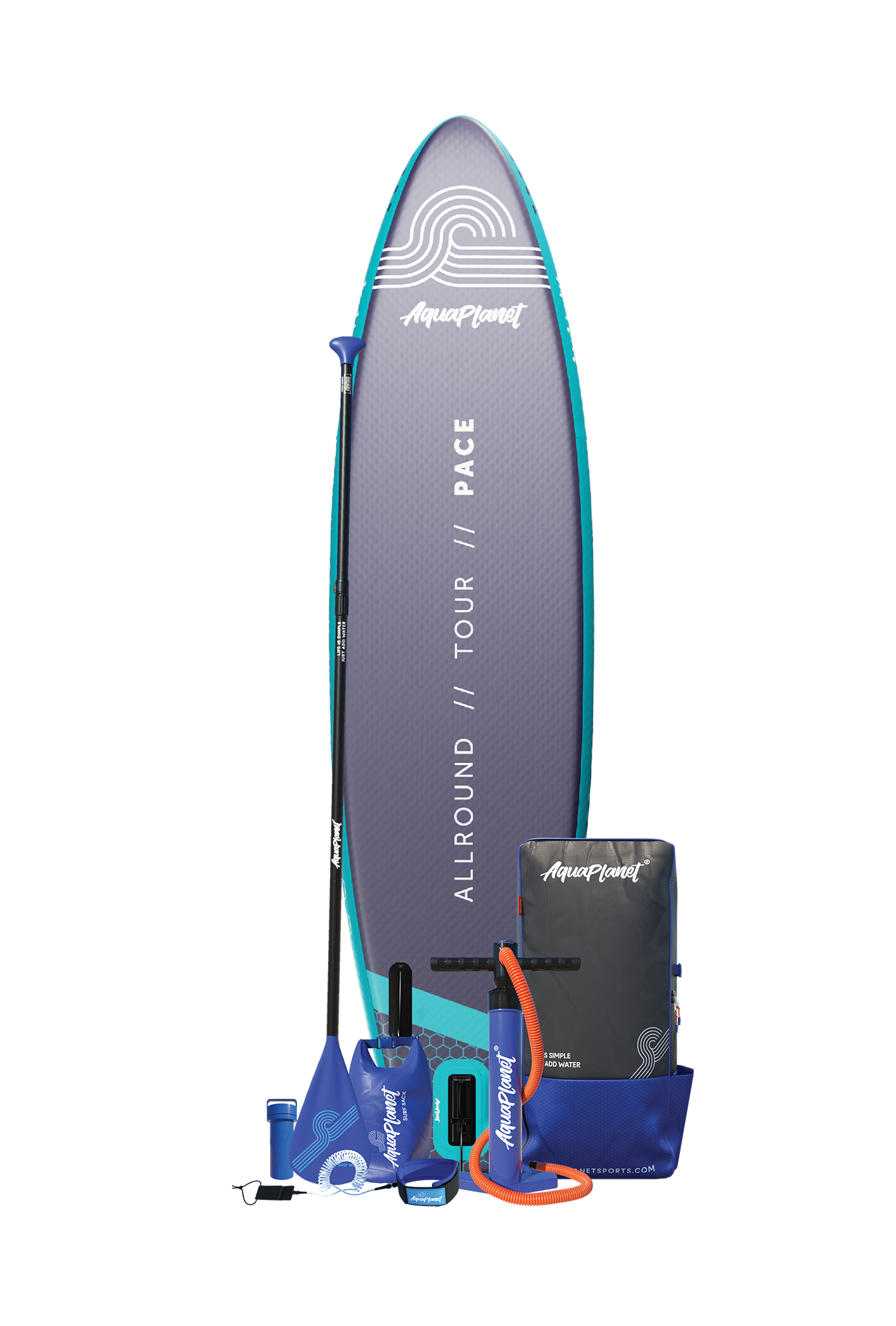 Aquaplanet PACE 10’6″ Inflatable Paddle Board Package - Teal/Midnight