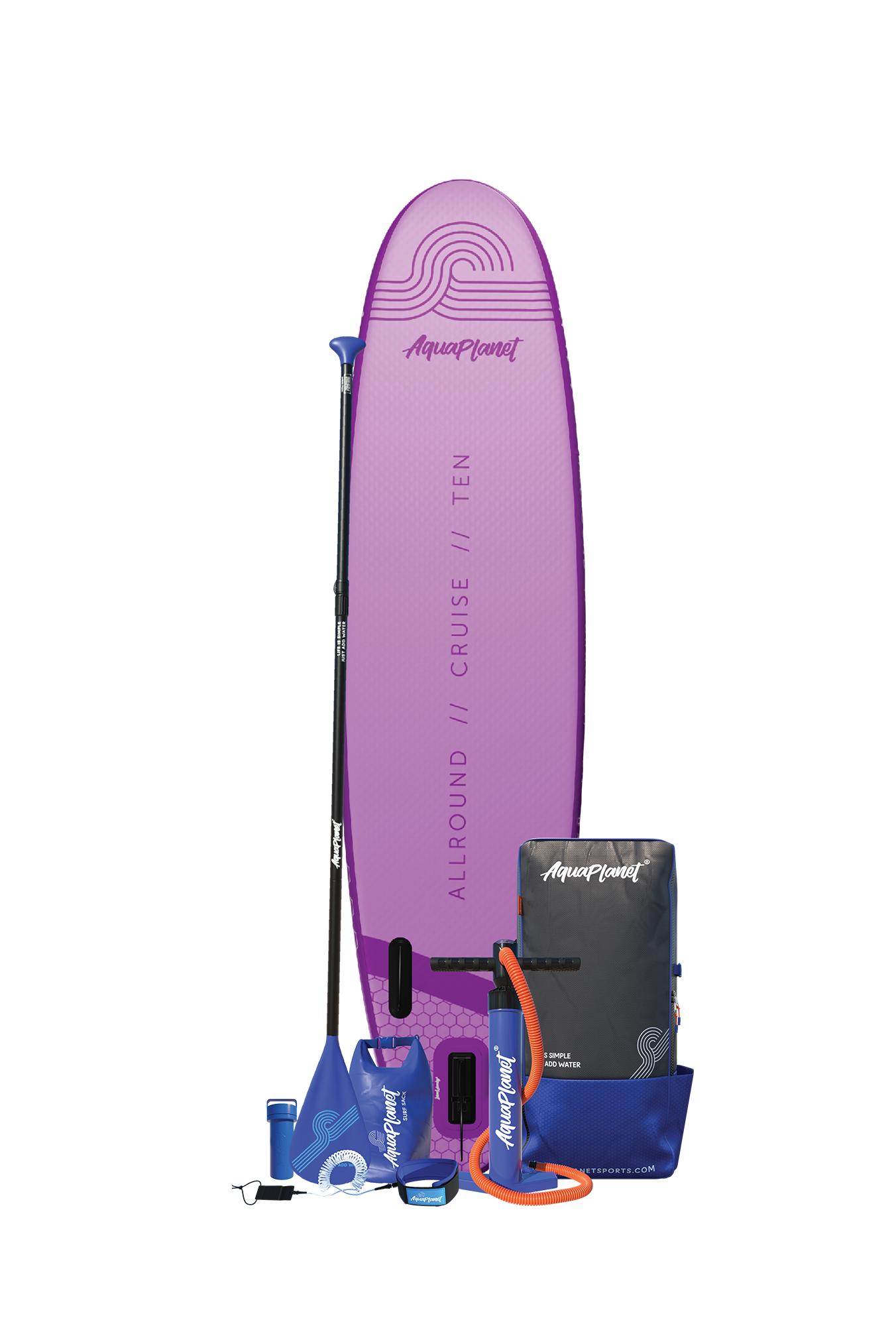 Aquaplanet ALLROUND TEN 10’ Inflatable Paddle Board Package - Purple