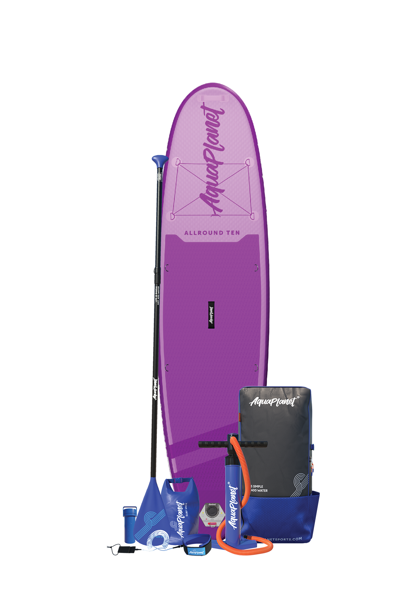 Aquaplanet ALLROUND TEN 10’ Inflatable Paddle Board Package - Purple