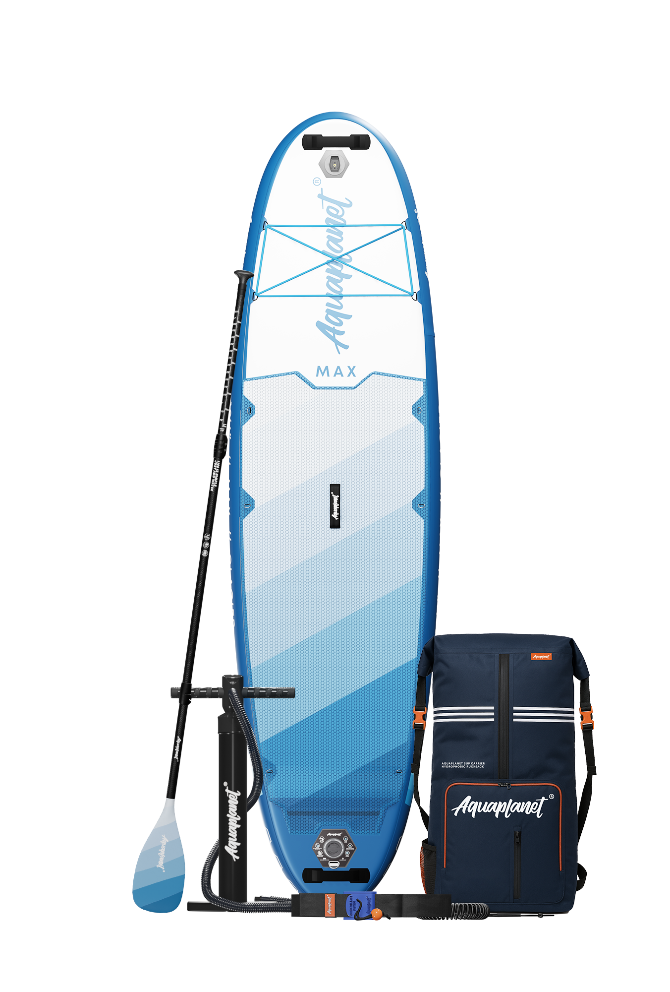 Aquaplanet MAX 10’6″ Inflatable Paddle Board Package - Glacier