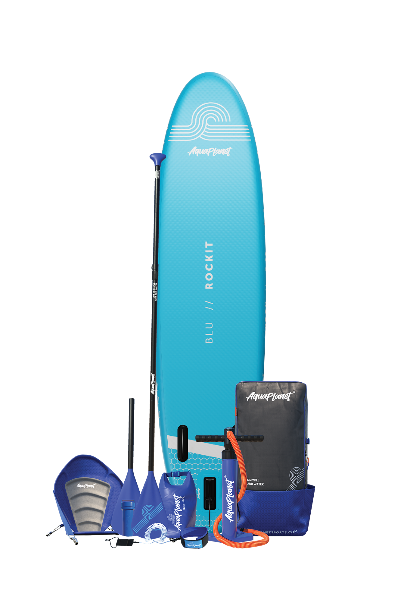 Aquaplanet ROCKIT 10’2" Inflatable Paddle Board/Kayak Package - Blue