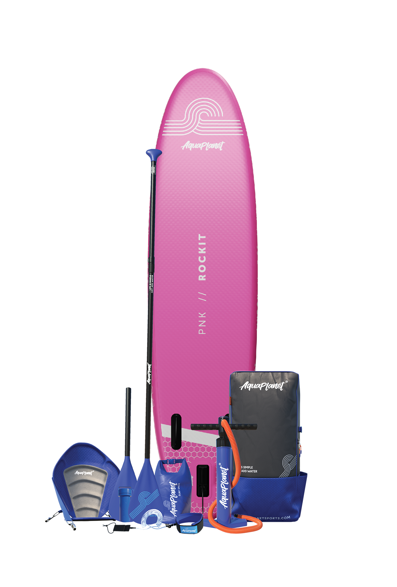 Aquaplanet ROCKIT 10’2" Inflatable Paddle Board/Kayak Package - Pink